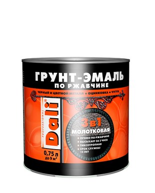 Молотковая грунт-эмаль по ржавчине DALI серебристая 0,75 л