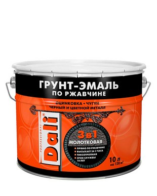 Молотковая грунт-эмаль по ржавчине DALI черная 10 л