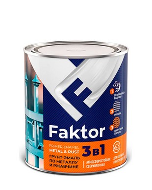 Грунт-эмаль Faktor по ржавчине 3 в 1 белая 0.8 кг