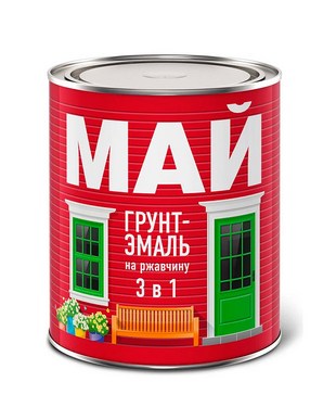 Грунт-эмаль МАЙ по ржавчине 3 в 1 белая 0,8 кг