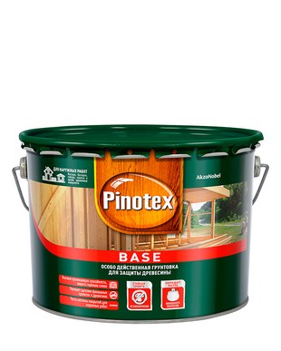 Грунт антисептик для дерева PINOTEX BASE бесцветный 9 л