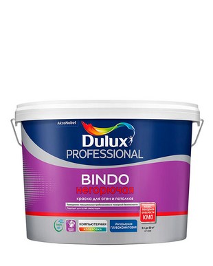 Краска для стен и потолков негорючая DULUX BINDO глубокоматовая, база BС 9 л