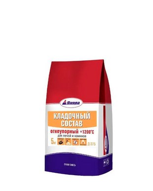Кладочный состав для печей и каминов 1200°С ДИОЛА Д-375 серый 5 кг